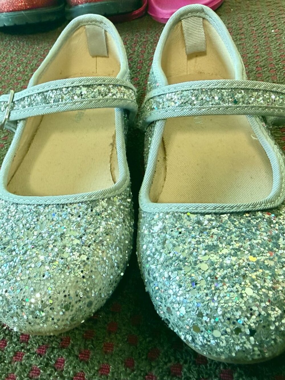 Old Navy Silver Glitter Ballet Flats Toddler Girl Size 12